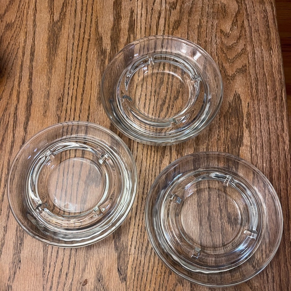 Vintage Clear Glass Ashtray Trinket Dish Set of 3
